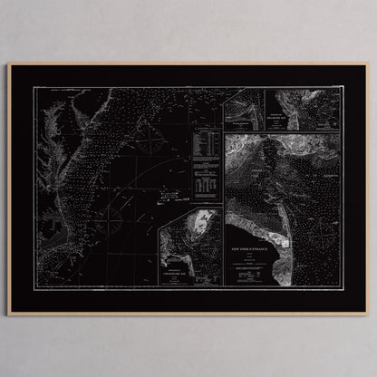 Entrance to Chesapeake Bay Delaware Bay and New York 1875 - XL (70x100 cm / 28x40″) Natural Frame