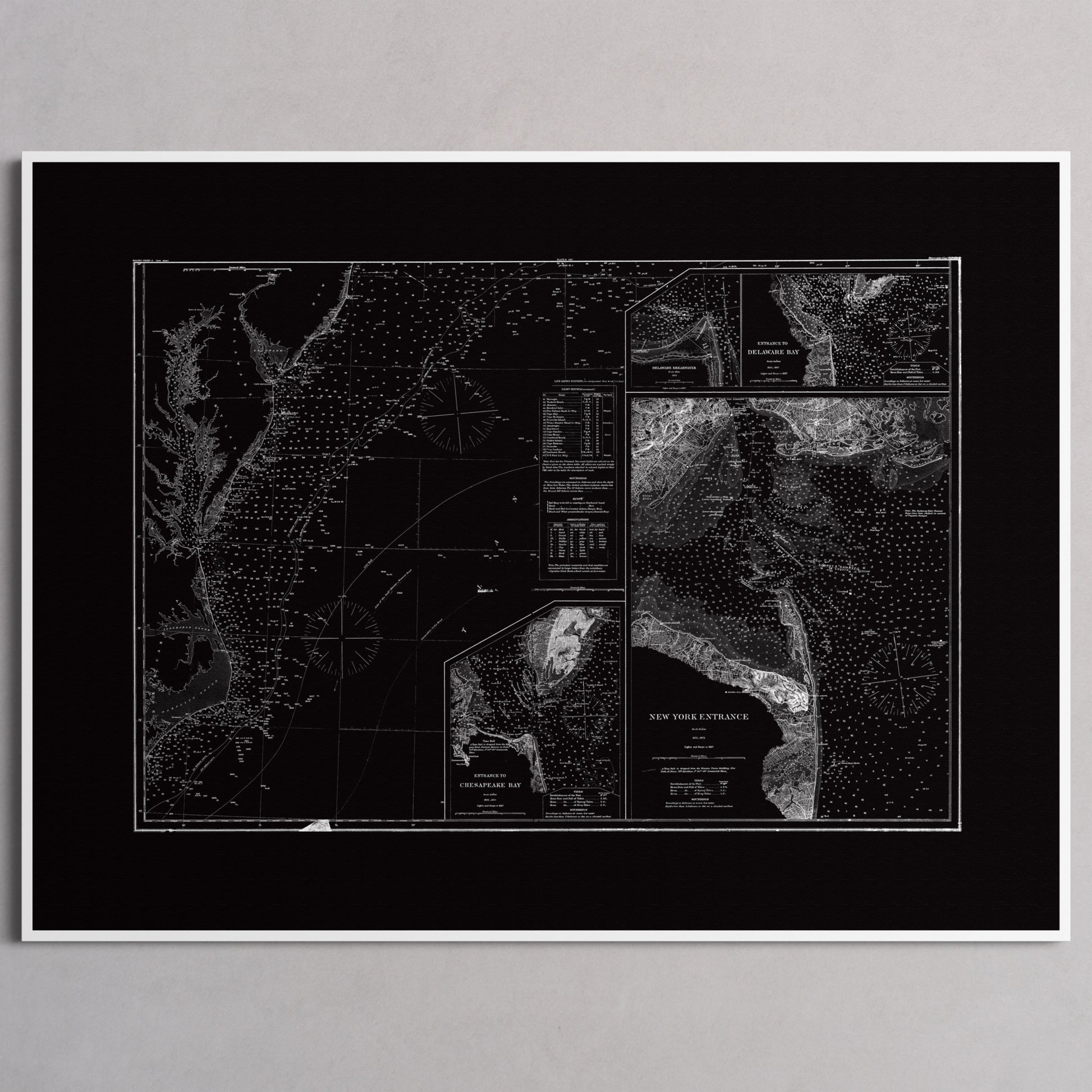 Entrance to Chesapeake Bay Delaware Bay and New York 1875 - M (45x60 cm / 18x24″) White Frame