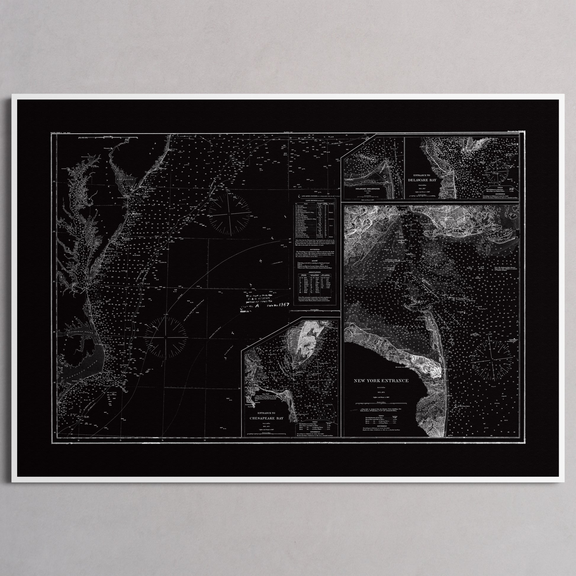 Entrance to Chesapeake Bay Delaware Bay and New York 1875 - XL (70x100 cm / 28x40″) White Frame