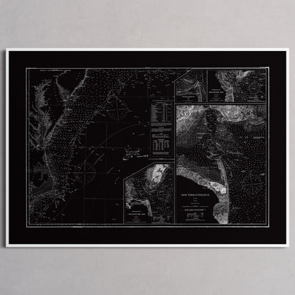 Entrance to Chesapeake Bay Delaware Bay and New York 1875 - XL (70x100 cm / 28x40″) White Frame