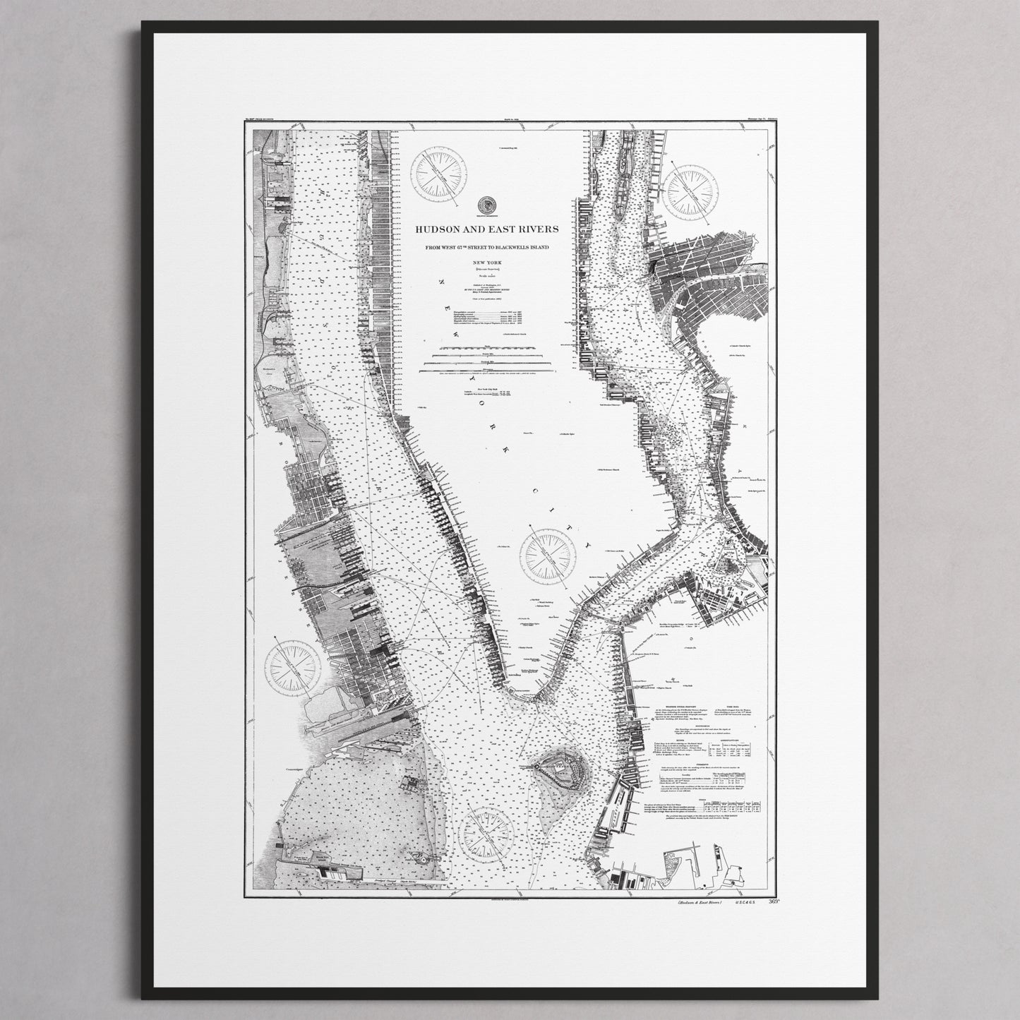 Hudson and East Rivers 1900 - M (45x60 cm / 18x24″) Black Frame