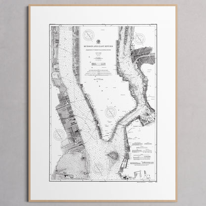 Hudson and East Rivers 1900 - M (45x60 cm / 18x24″) Natural Frame