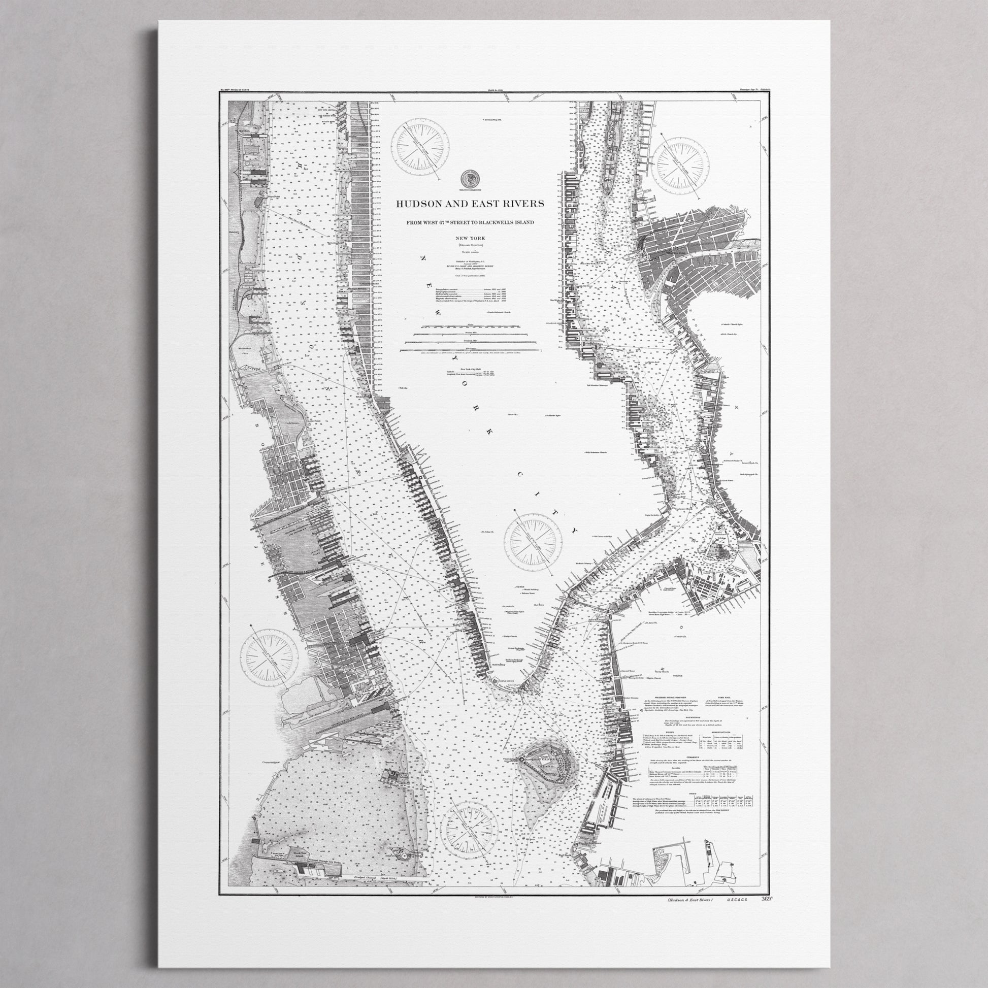 Hudson and East Rivers 1900 - XL (A0 (84.1 x 118.9 cm)) Print Only