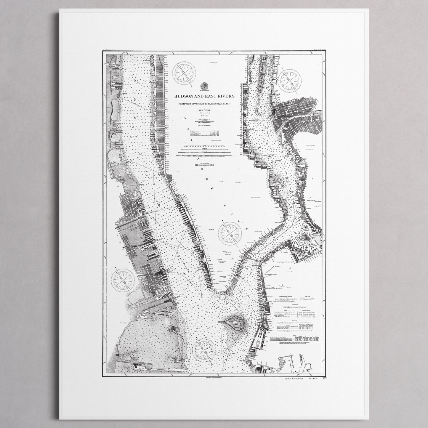 Hudson and East Rivers 1900 - M (45x60 cm / 18x24″) White Frame