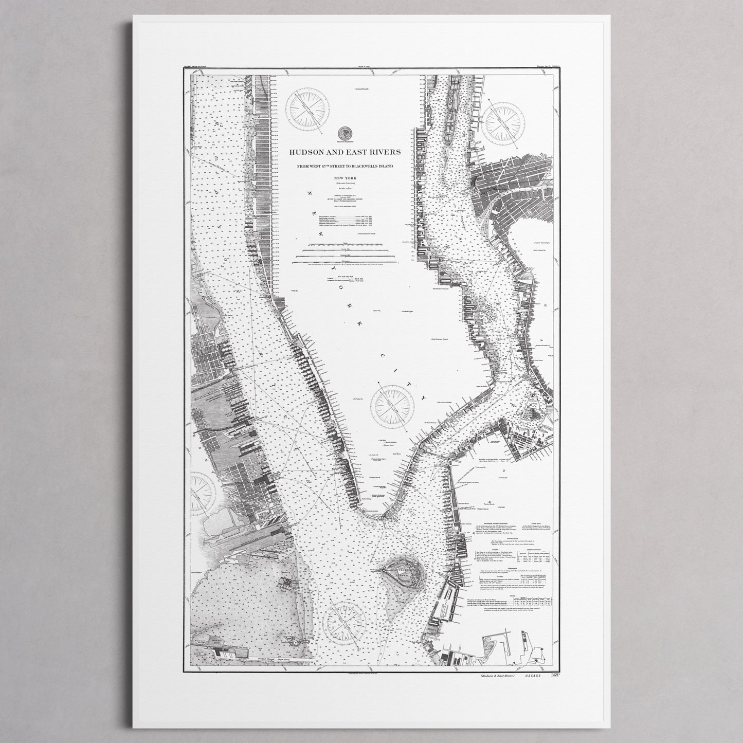 Hudson and East Rivers 1900 - L (60x90 cm / 24x36″) White Frame