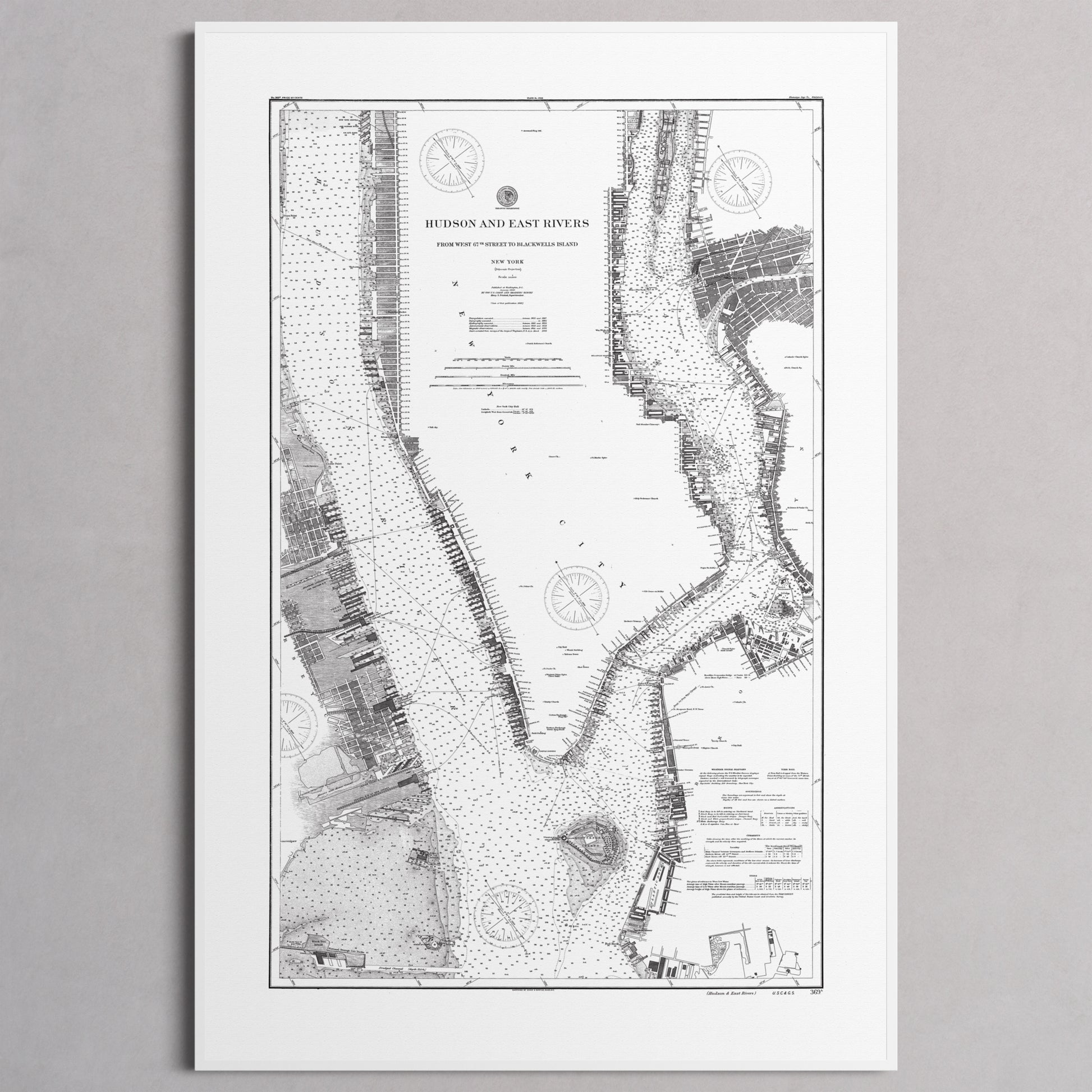 Hudson and East Rivers 1900 - L (60x90 cm / 24x36″) White Frame