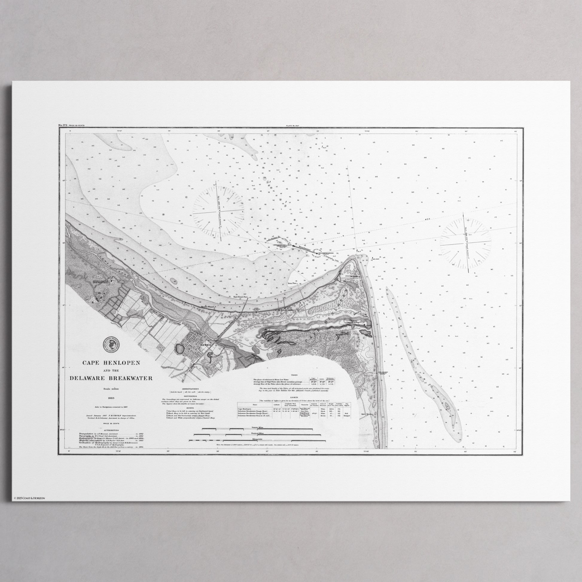 Cape Henlopen & the Delaware Breakwater 1883 - M (45x60 cm / 18x24″) Print Only