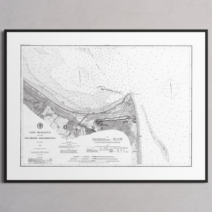 Cape Henlopen & the Delaware Breakwater 1883 - L (60x80 cm / 24x32″) Black Frame