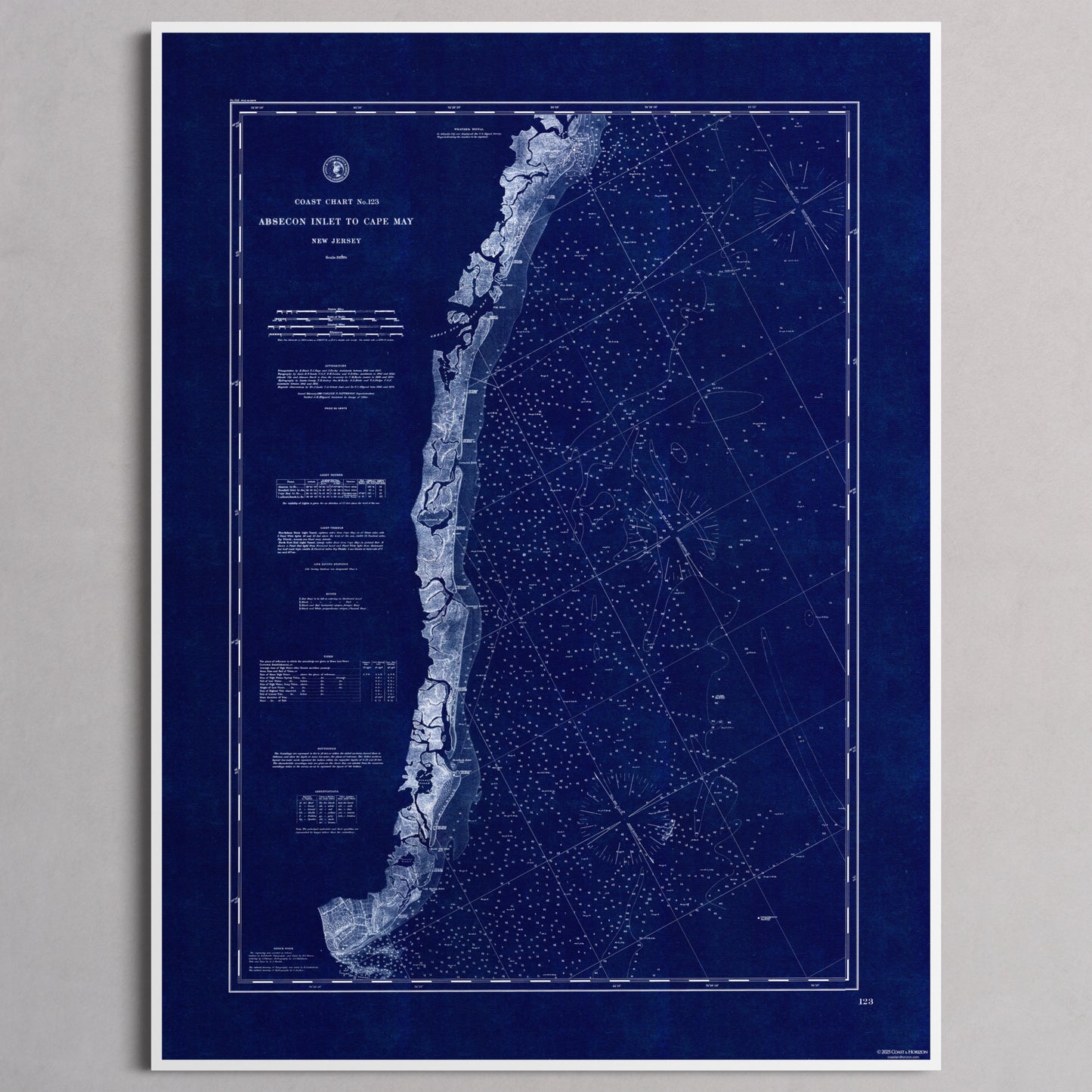 Absecon Inlet To Cape May INDIGO - M (45x60 cm / 18x24″) White Frame
