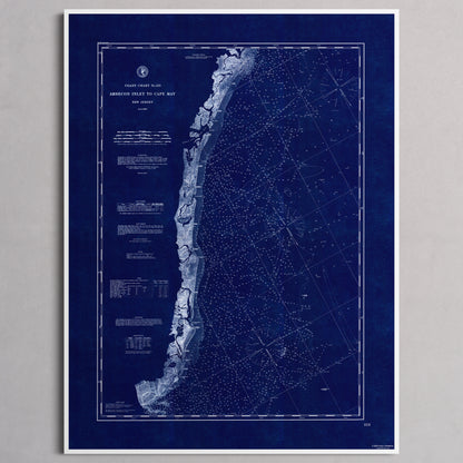 Absecon Inlet To Cape May INDIGO - M (45x60 cm / 18x24″) White Frame