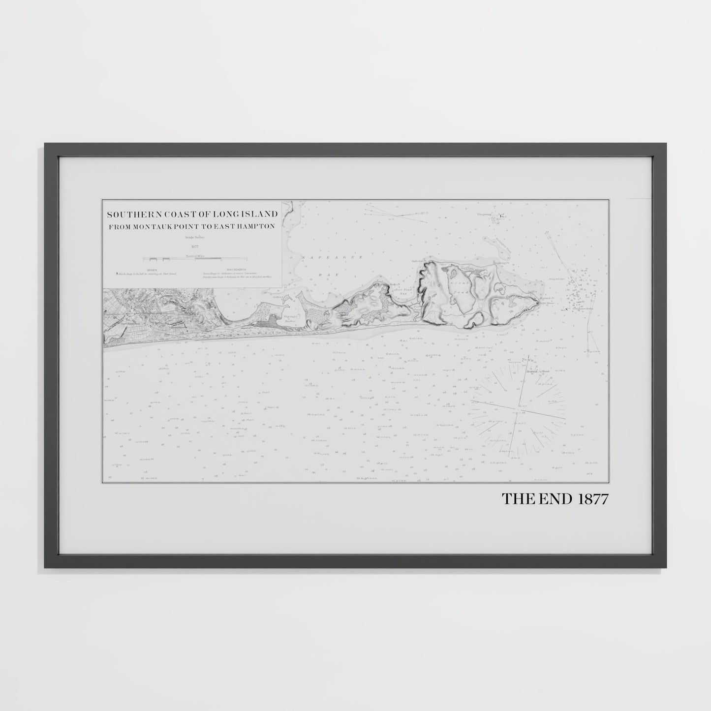 Southern Coast of Long Island From Montaukpoint to East Hampton 1877 - L (60x90 cm / 24x36″) Black Frame