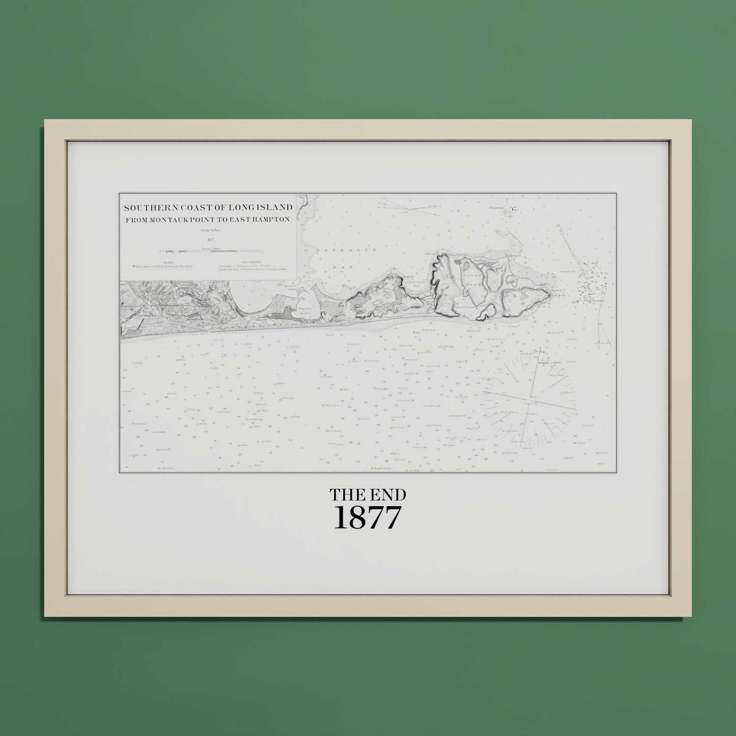 Southern Coast of Long Island From Montaukpoint to East Hampton 1877 - M (45x60 cm / 18x24″) Natural Frame