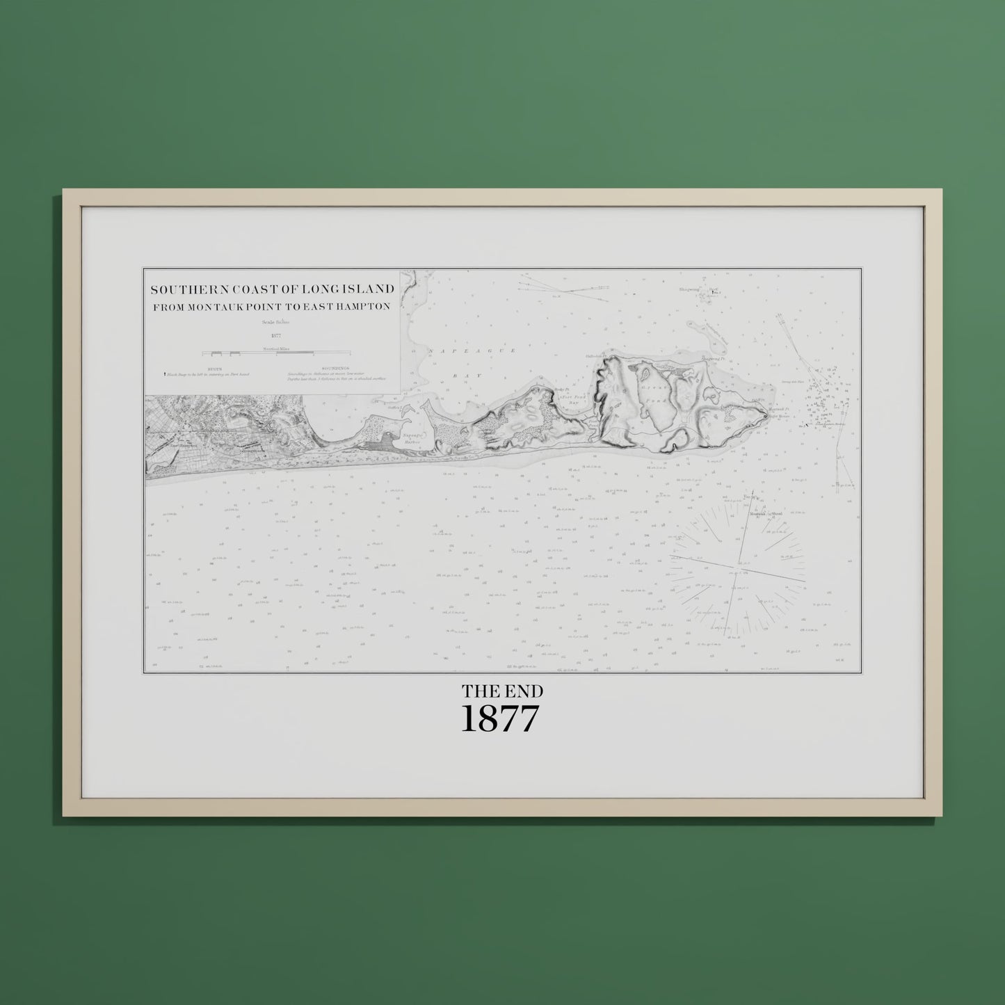 Southern Coast of Long Island From Montaukpoint to East Hampton 1877 - XL (70x100 cm / 28x40″) Natural Frame